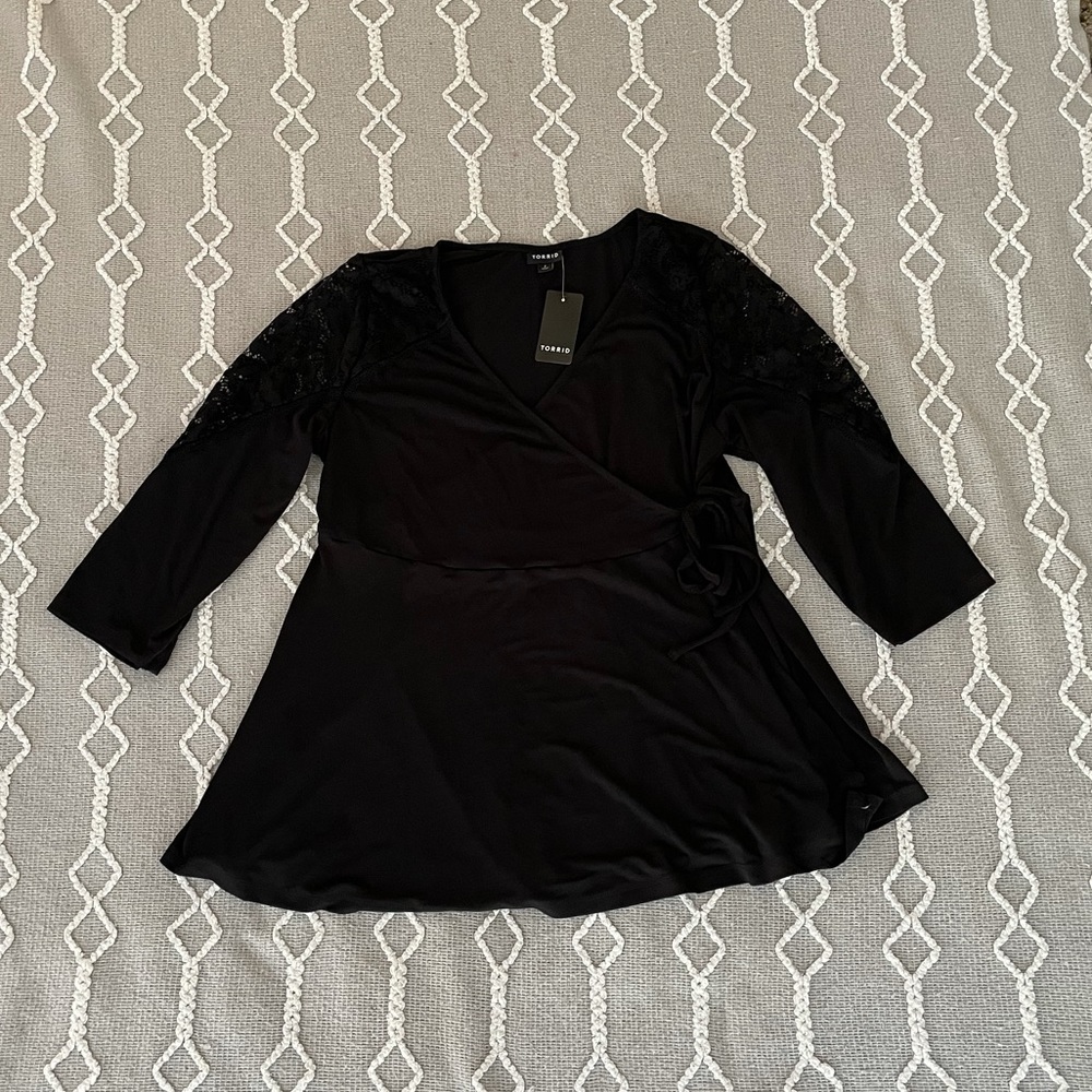 Torrid wrapped black lace top